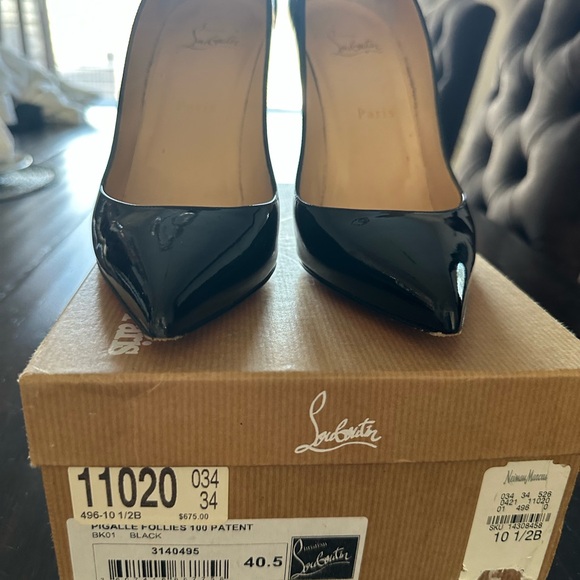 Christian Louboutin Pigalle Follies black patent leather 100mm size 40.5 - Picture 5 of 6